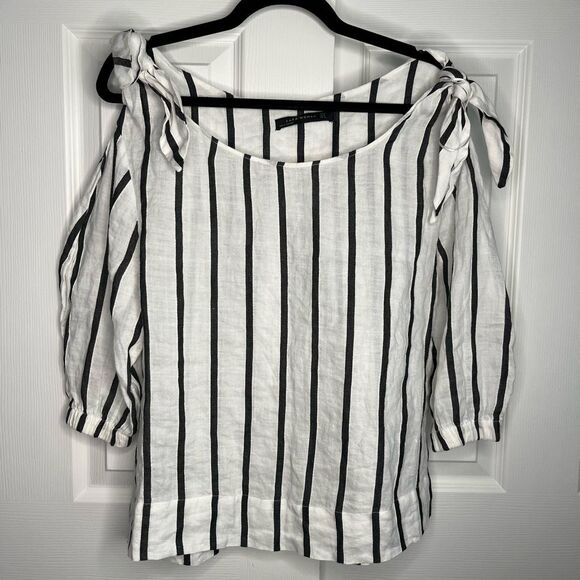 Zara Striped 3/4 Balloon Sleeved Top Women’s Small Oversized - Picture 1 of 8